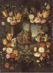 Brueghel Jan II Holy Family Framed with Flowers  - Hermitage